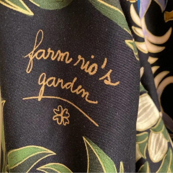 NEW FARM Rio Black Winter Garden Mini Dress Floral Birds Dragonfly Size M - Picture 7 of 7